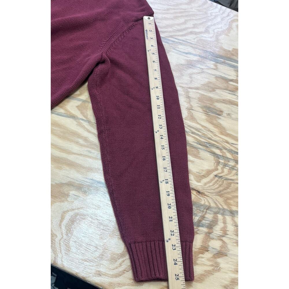 LL Bean Mens Quarter Zip Knit Sweater Size Large Burgundy Thick Outdoor Golf - Picture 8 of 8